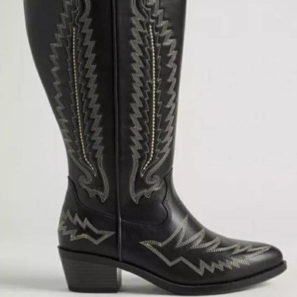 NWOT TORRID Low Heeled Western Boot Black Size 11WW Country